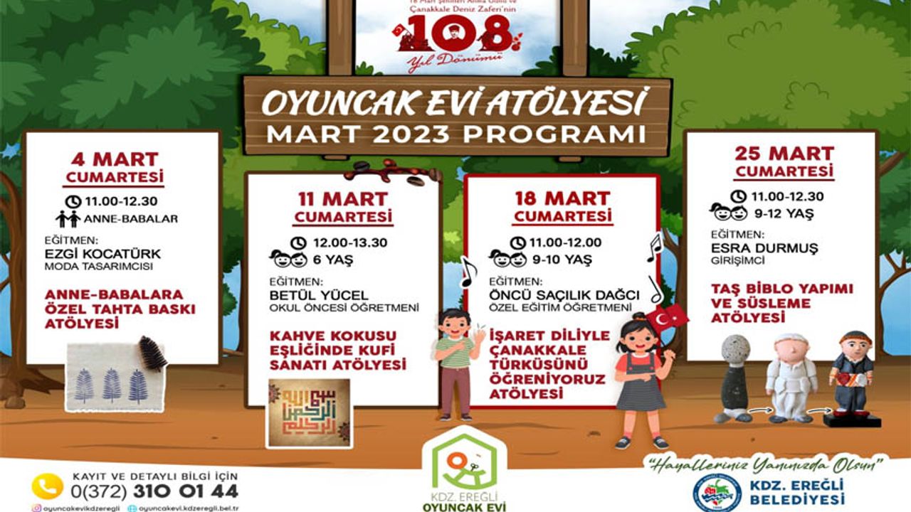 Ereğli Belediyesi Oyuncak Evinin Mart ayı programı açıklandı