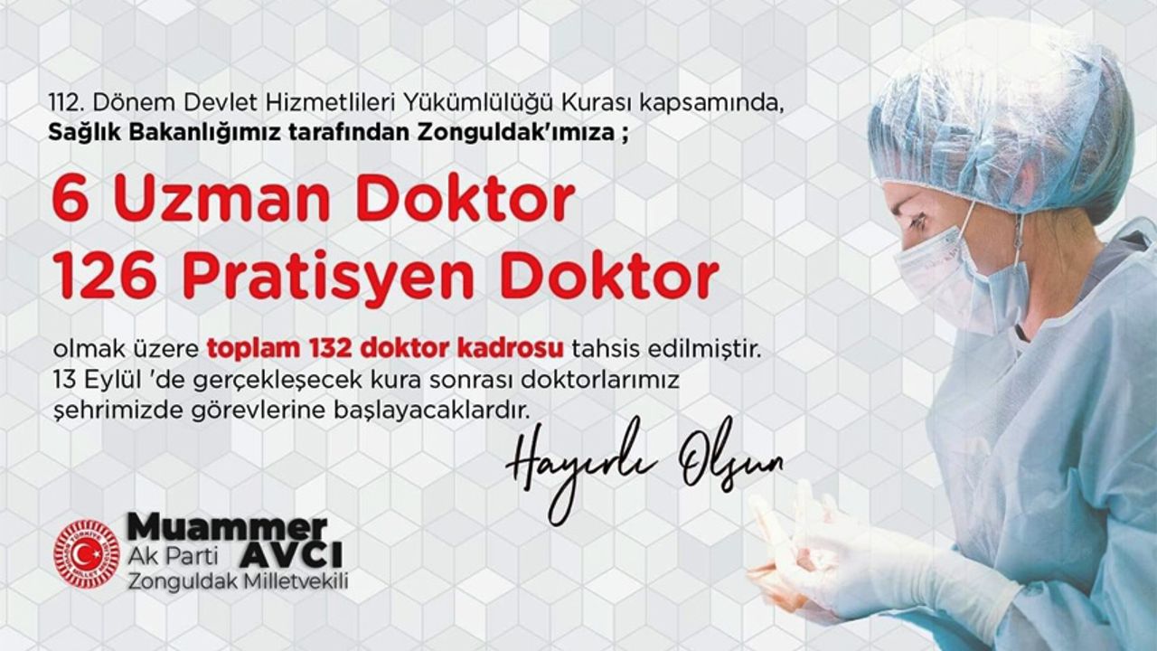 Zonguldak'ta, 132 doktor göreve başlayacak