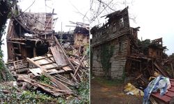 Alaplı'da, 100 yıllık ahşap ev yıkıldı