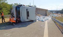 Yolu karıştıran sürücü, tırı devirdi!