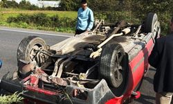 Düz yolda takla attı: 1 yaralı!