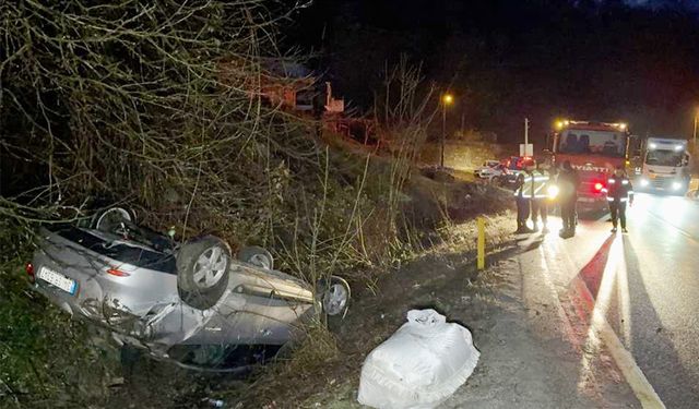 Takla atan otomobilden burnu bile kanamadan çıktı