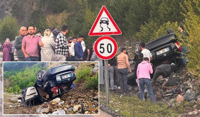 Kontrolden çıkan otomobil, takla attı: 3 yaralı!