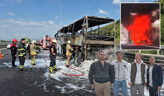 Otobüsten geriye demir yığını kaldı!