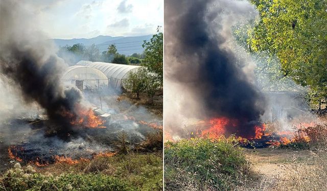 Şarampole uçan otomobil, alev topuna döndü!