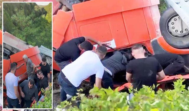 Zonguldak-Ereğli yolunda tır devrildi: 1 yaralı!
