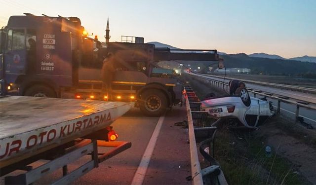 Kontrolden çıkan otomobil takla attı: 2 yaralı!