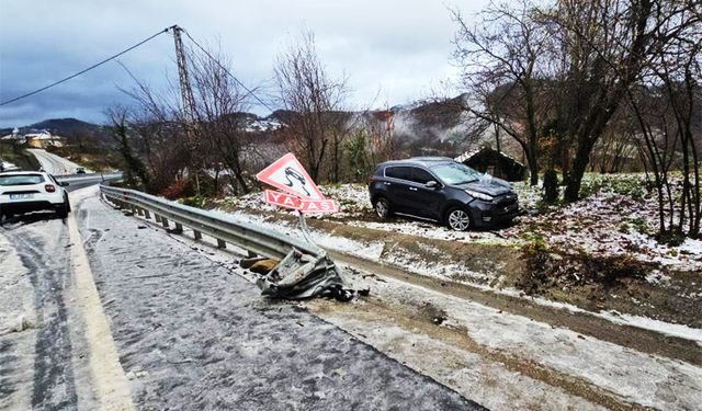 Kar yağışı, kazayı beraberinde getirdi: 2 yaralı!