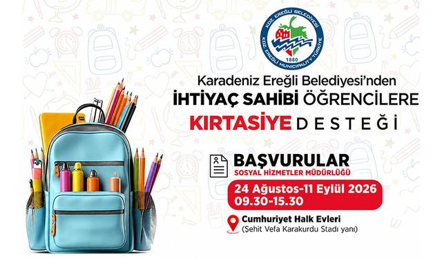 Belediyeden öğrencilere kırtasiye desteği