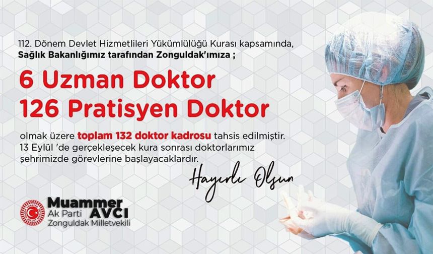 Zonguldak'ta, 132 doktor göreve başlayacak