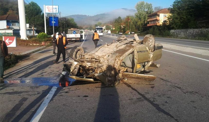 Kontrolden çıktı, refüje çarpıp takla attı!