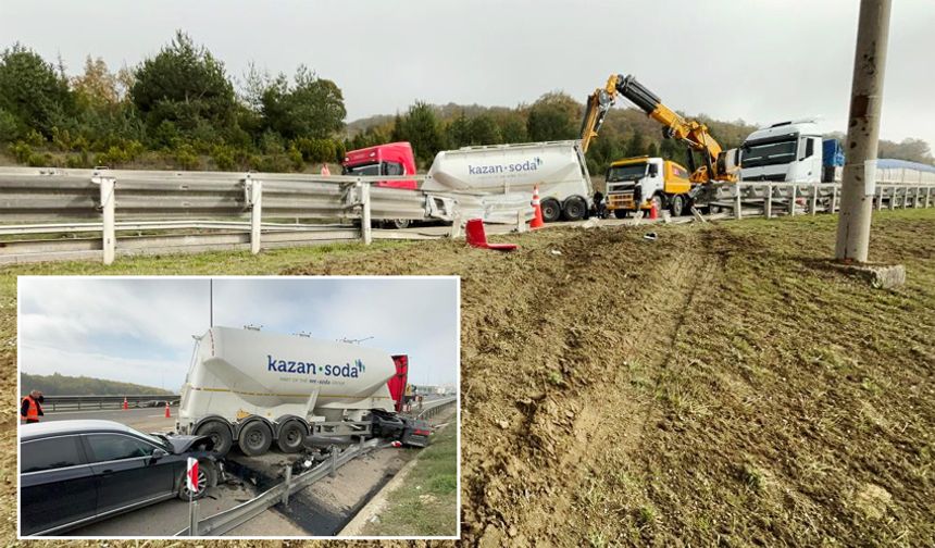 Karşı şeride geçen tanker, ortalığı karıştırdı: 2 yaralı!