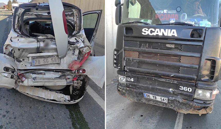 Tır, otomobil ile çarpıştı: 1 yaralı!