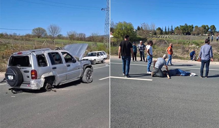 Kontrolden çıkan cip, takla attı: 2 yaralı!