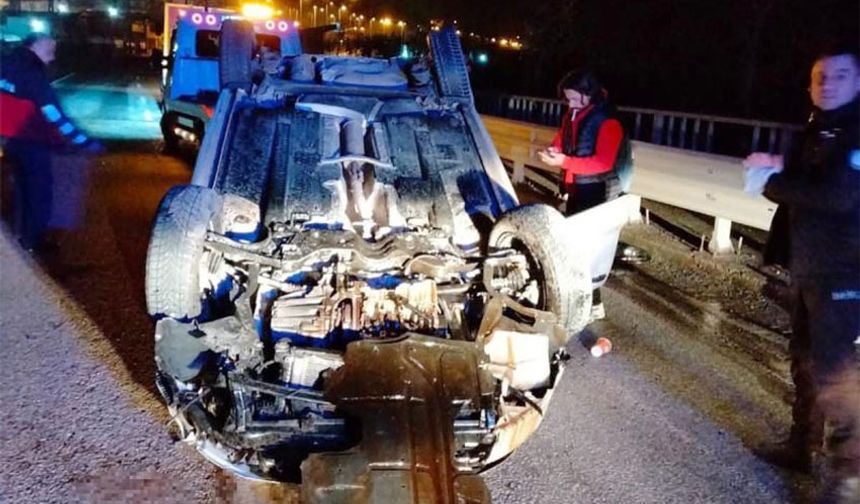 Alaplı'da, otomobil takla attı!