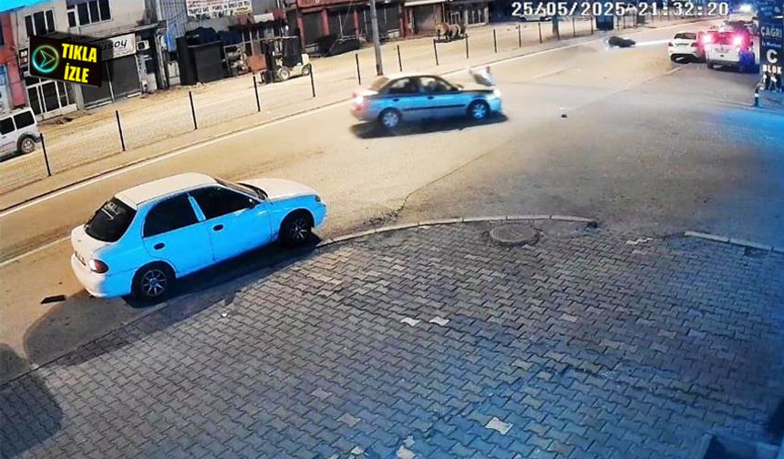 Motosikletlinin sürüklendiği anlar kamerada