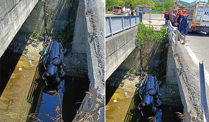 İki köprü arasından dereye uçtu: 1 yaralı!