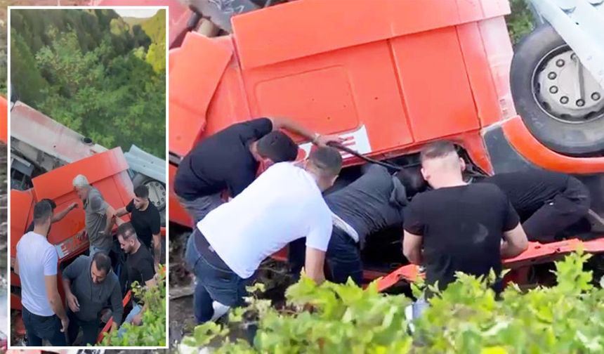 Zonguldak-Ereğli yolunda tır devrildi: 1 yaralı!