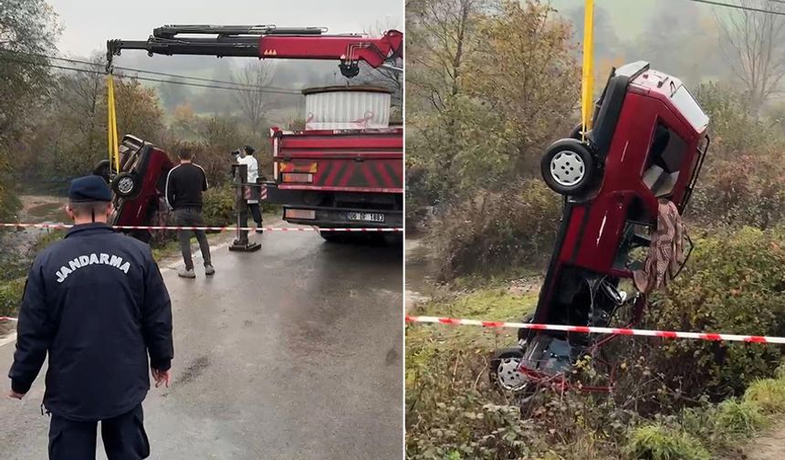 Otomobil dereye uçtu: 2 ölü, 1 yaralı!