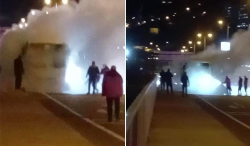 Halk otobüsünde yangın paniği!
