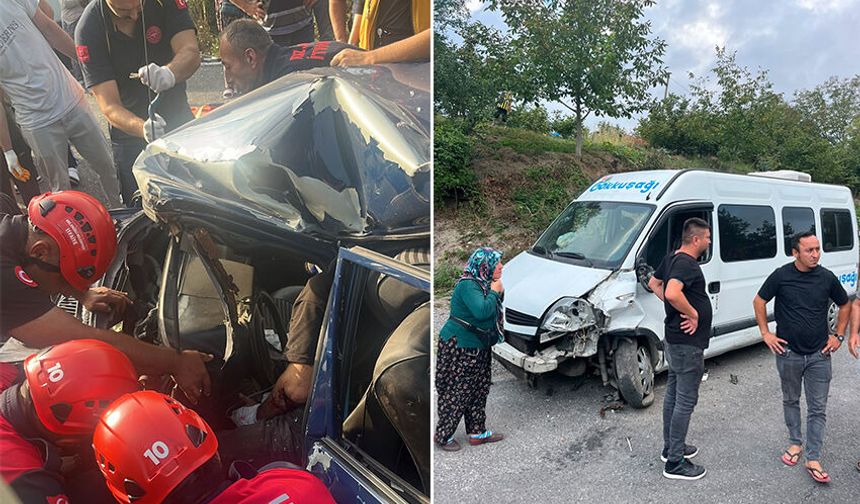 Ereğli'de, işçi servisi ile otomobil çarpıştı: 4 yaralı!