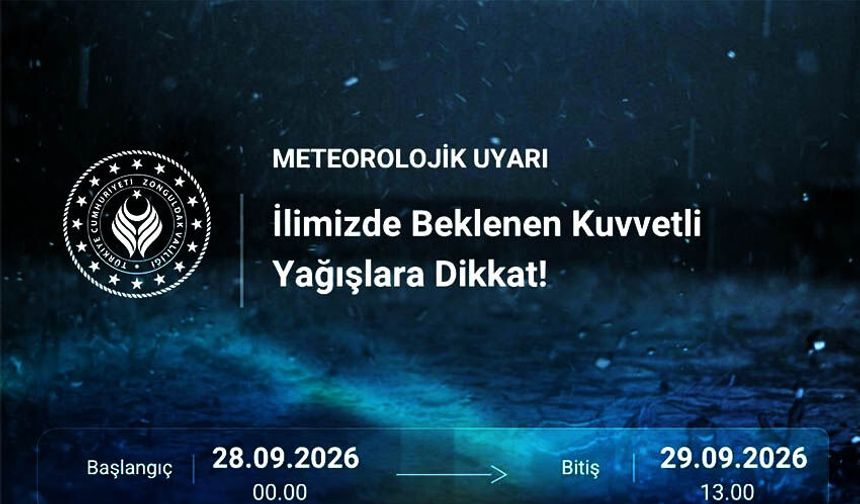Valilikten kuvvetli sağanak yağış uyarısı!
