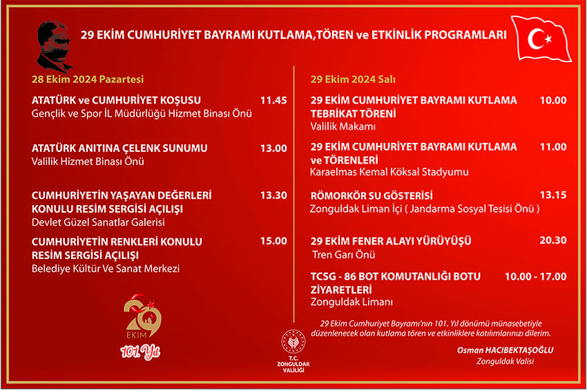 29 Ekim Zonguldak Program