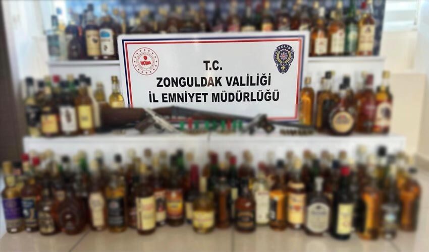 Çok sayıda kaçak içki ve silah ele geçirildi!